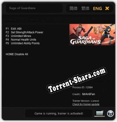 Трейнер для Saga of Guardians [v1.0.6]