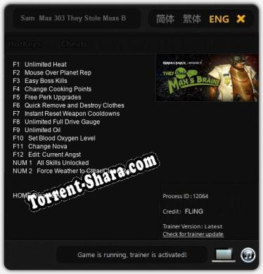 Трейнер для Sam  Max 303 They Stole Maxs Brain [v1.0.8]