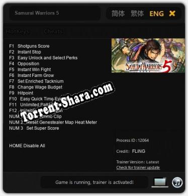 Трейнер для Samurai Warriors 5 [v1.0.9]