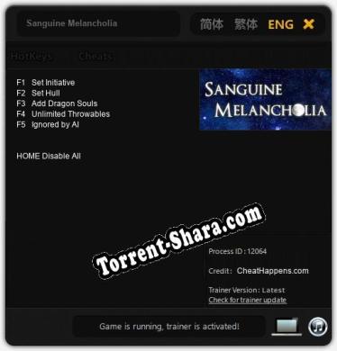 Sanguine Melancholia: Трейнер +5 [v1.7]