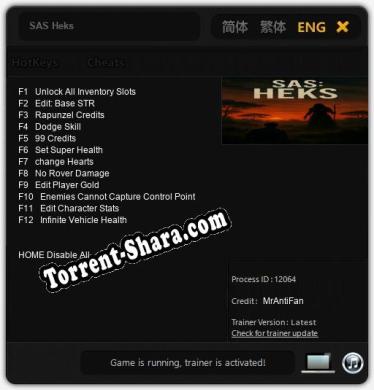 SAS Heks: ТРЕЙНЕР И ЧИТЫ (V1.0.68)