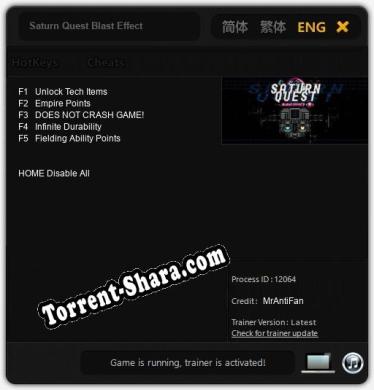Трейнер для Saturn Quest Blast Effect [v1.0.7]