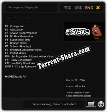 Sausage vs. Vegetable: ТРЕЙНЕР И ЧИТЫ (V1.0.14)
