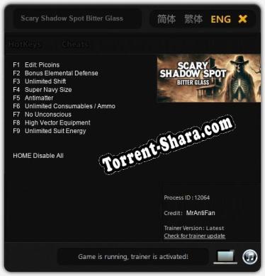Scary Shadow Spot Bitter Glass: Читы, Трейнер +9 [MrAntiFan]
