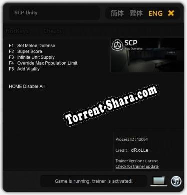 SCP Unity: Трейнер +5 [v1.9]