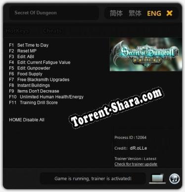 Secret Of Dungeon: Трейнер +11 [v1.1]