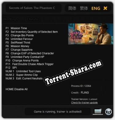 Secrets of Salem The Phantom Cab Collectors Edition: ТРЕЙНЕР И ЧИТЫ (V1.0.23)
