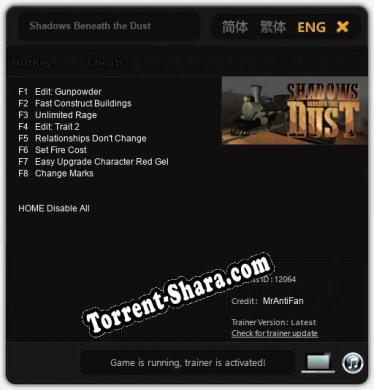 Shadows Beneath the Dust: Читы, Трейнер +8 [MrAntiFan]