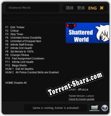 Shattered World: Трейнер +14 [v1.5]