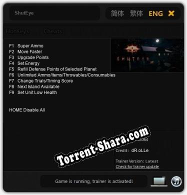 Трейнер для ShutEye [v1.0.9]