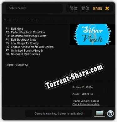 Silver Vault: ТРЕЙНЕР И ЧИТЫ (V1.0.33)