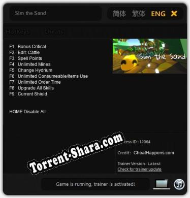 Sim the Sand: ТРЕЙНЕР И ЧИТЫ (V1.0.69)