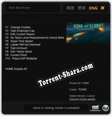 Sink And Score: ТРЕЙНЕР И ЧИТЫ (V1.0.16)
