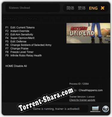 Трейнер для Sixteen Undead [v1.0.9]