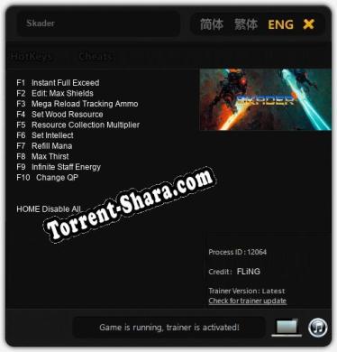 Skader: Трейнер +10 [v1.2]