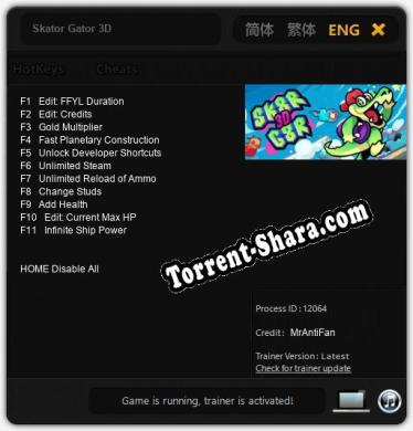 Skator Gator 3D: Трейнер +11 [v1.9]