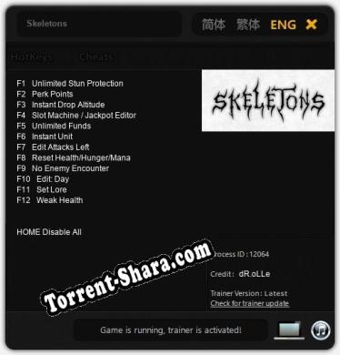 Трейнер для Skeletons [v1.0.7]