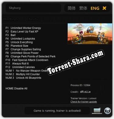 Skyburg: Трейнер +15 [v1.2]
