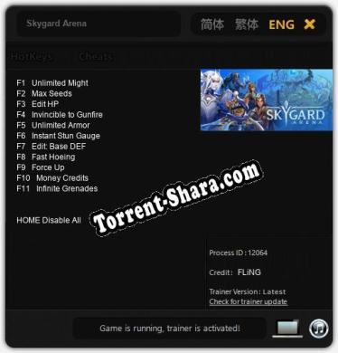 Трейнер для Skygard Arena [v1.0.4]