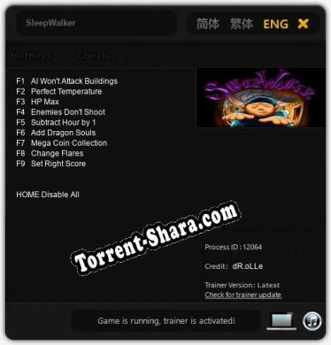 Трейнер для SleepWalker [v1.0.5]