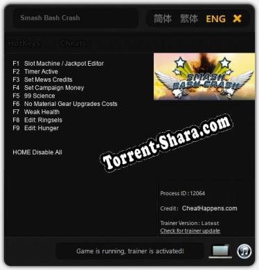 Трейнер для Smash Bash Crash [v1.0.3]