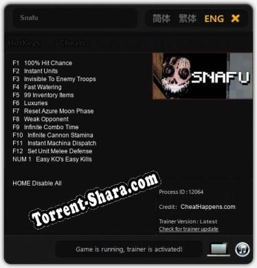 Трейнер для Snafu [v1.0.8]