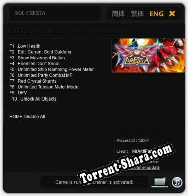 SOL CRESTA: Читы, Трейнер +10 [MrAntiFan]