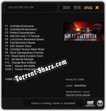 Трейнер для SOLAR BATTALION [v1.0.8]