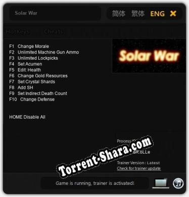 Трейнер для Solar War [v1.0.6]
