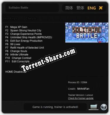 Solitaire Battle: ТРЕЙНЕР И ЧИТЫ (V1.0.20)