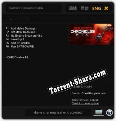 Solstice Chronicles MIA: Трейнер +6 [v1.3]