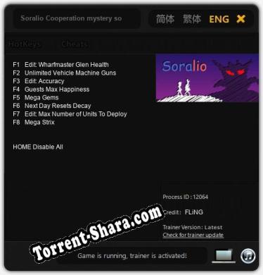 Трейнер для Soralio Cooperation mystery solving game [v1.0.9]