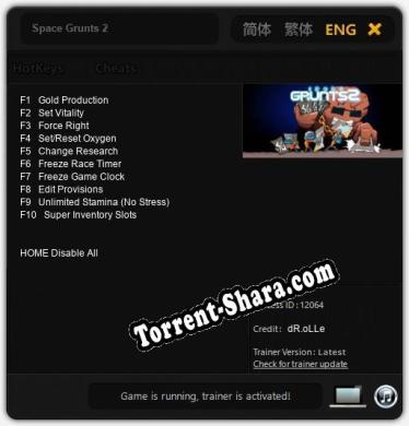 Space Grunts 2: Трейнер +10 [v1.5]