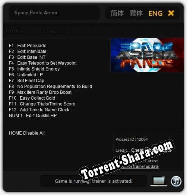 Трейнер для Space Panic Arena [v1.0.5]