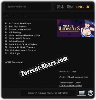 Space Valkyries: Трейнер +11 [v1.6]