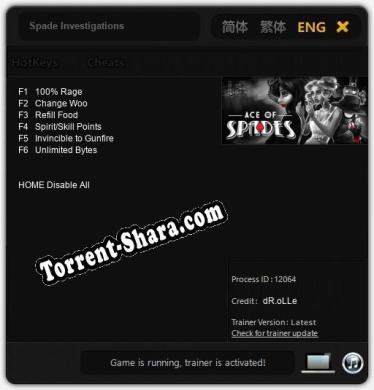 Трейнер для Spade Investigations [v1.0.9]