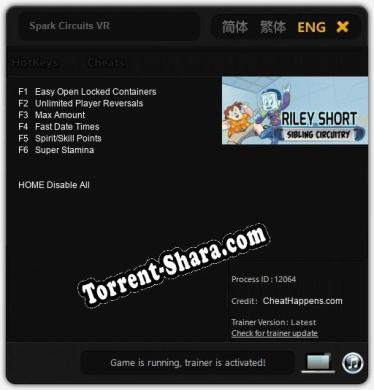 Трейнер для Spark Circuits VR [v1.0.4]