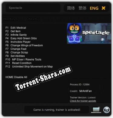 Spectacle: Трейнер +12 [v1.4]