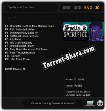 Spells and Sacrifice: ТРЕЙНЕР И ЧИТЫ (V1.0.58)