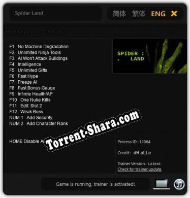 Spider Land: Трейнер +14 [v1.5]