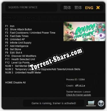 Трейнер для SQUIDS FROM SPACE [v1.0.3]
