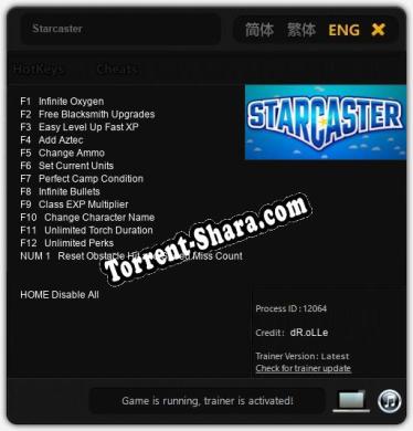 Starcaster: ТРЕЙНЕР И ЧИТЫ (V1.0.35)
