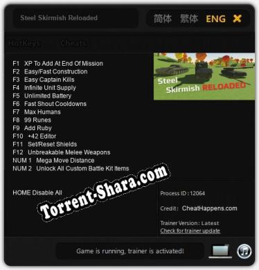 Трейнер для Steel Skirmish Reloaded [v1.0.4]