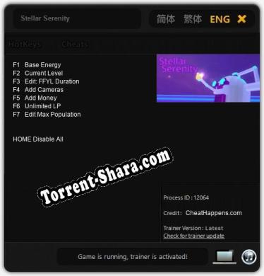 Stellar Serenity: Читы, Трейнер +7 [CheatHappens.com]