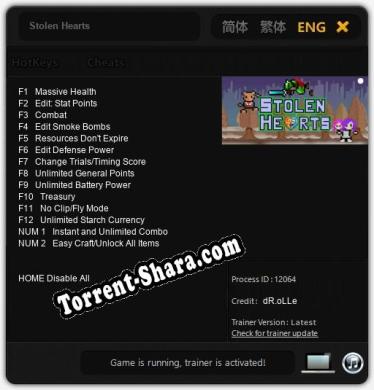 Stolen Hearts: Трейнер +14 [v1.3]