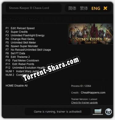 Stones Keeper II Chaos Lord: Трейнер +14 [v1.5]