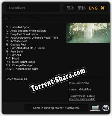 Трейнер для Stormdivers [v1.0.1]