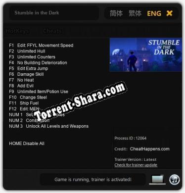 Трейнер для Stumble in the Dark [v1.0.1]