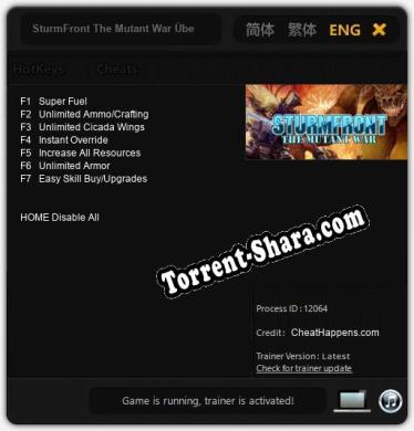 Трейнер для SturmFront The Mutant War Übel Edition [v1.0.8]