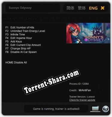 Sunnys Odyssey: Читы, Трейнер +8 [MrAntiFan]